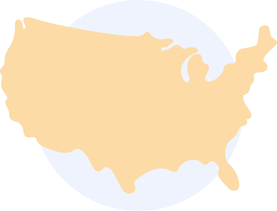 An outline of a map of the United States of America